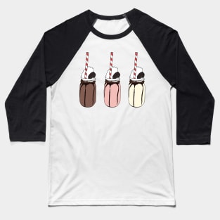 Milkshake Illustration Pack Chocolate, Strawberry Vanilla Shake Baseball T-Shirt